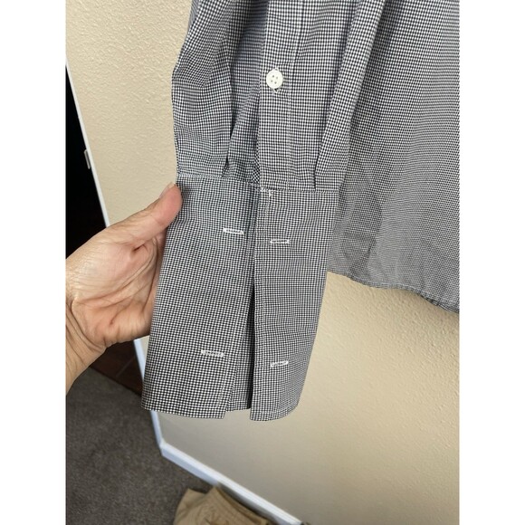 J. Crew Thomas Mason Gingham Check Button Down Shirt Top, size 12 Blue Black - Picture 5 of 10